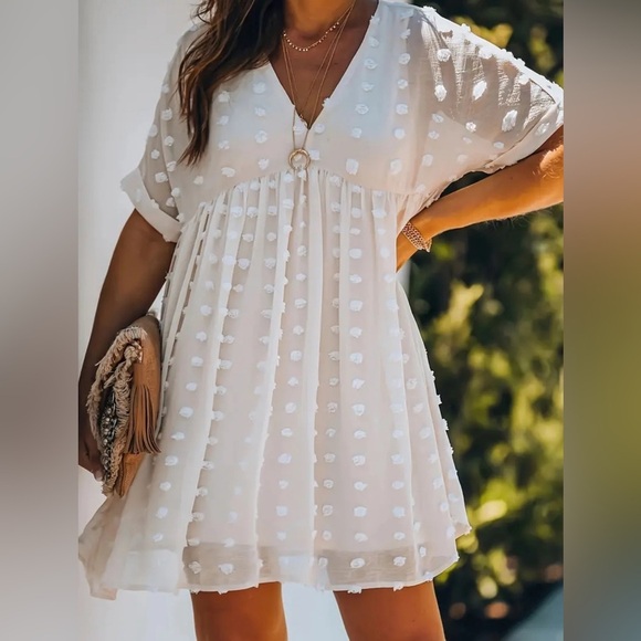 NIP-Swiss Dots Plus Size V Neck Dress - Picture 6 of 7